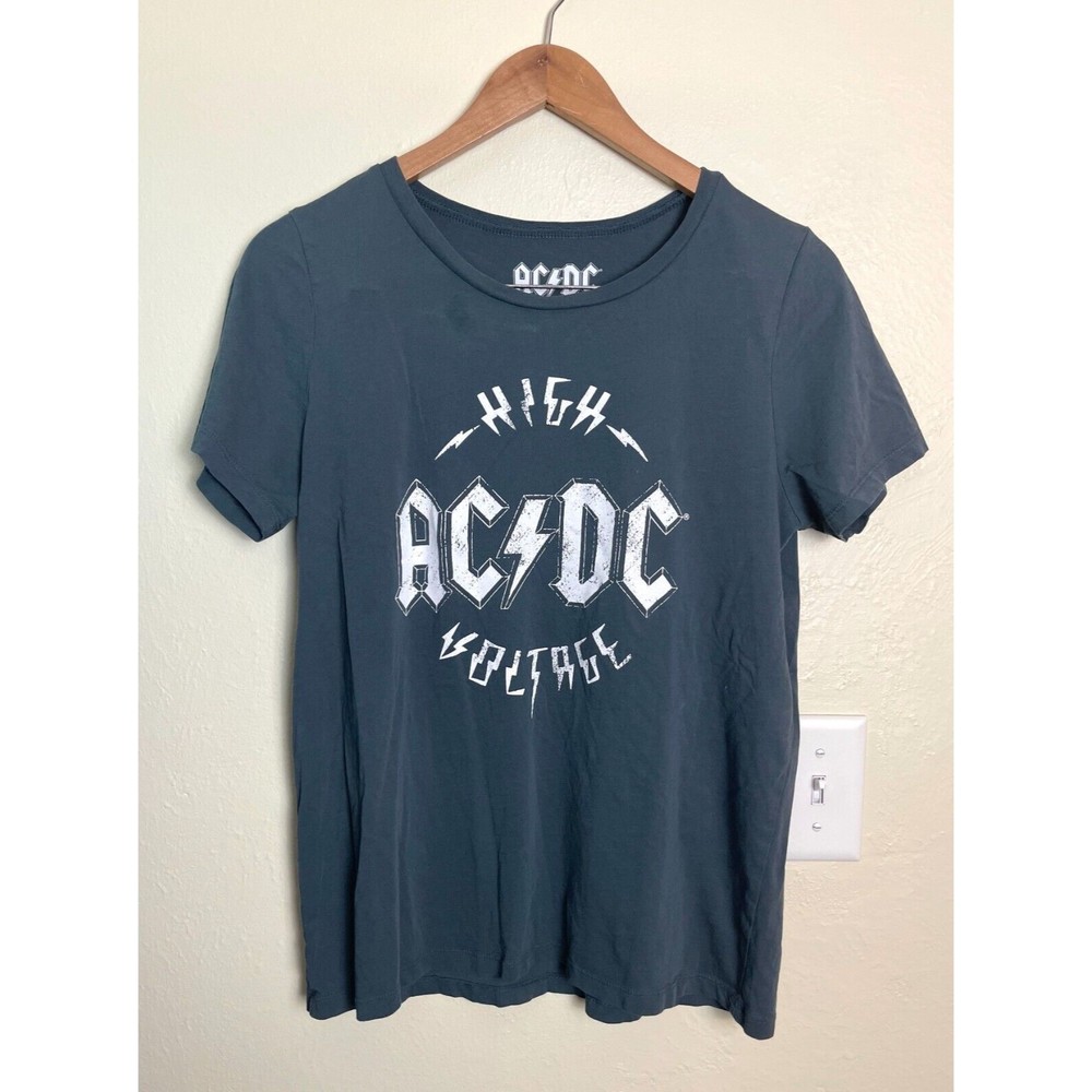 ACDC T Shirt Women's M Short Sleeve Crew Neck Graphic Tee Dark Gray